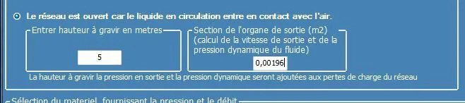 parametrage de la hauteur dénivelé et section sortie